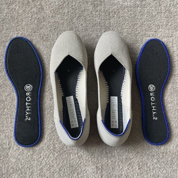 Rothy’s Shoes Womens Size 7.5 Taupe Gray/Beige The Flat Casual Knit Ballet Flats - Picture 7 of 13